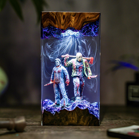 Handcrafted Slasher Horror-Inspired Epoxy Resin Display – Premium Collectible Desk Decor Oz Pet Hub