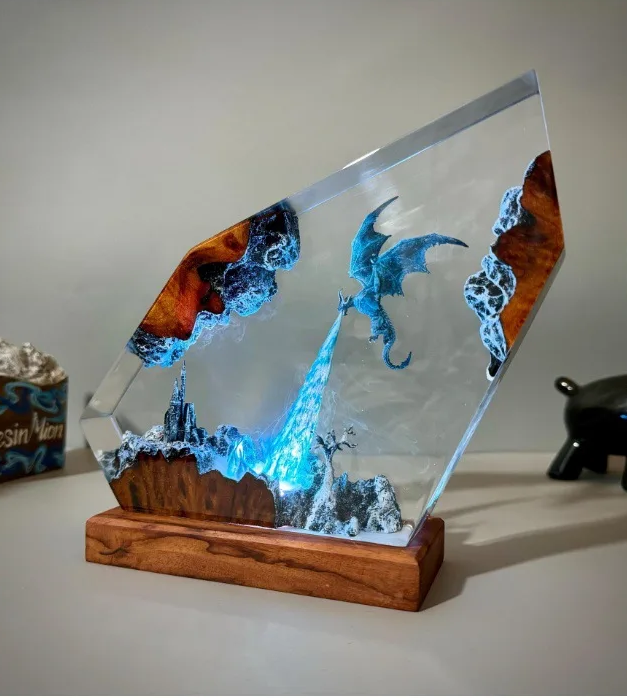 Film and television ice dragon resin night light creative ornament 3D art statue Oz Pet Hub